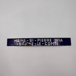 Vintage emaille treinstation - Haine St Pierre Via Braine Le Comte