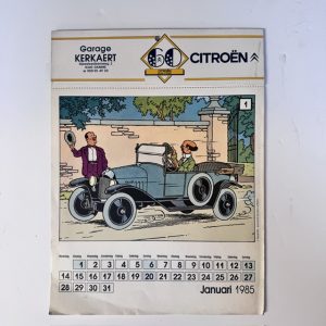 Kuifje - Hergé - 1985 - zeldzame Kalender - Citroen