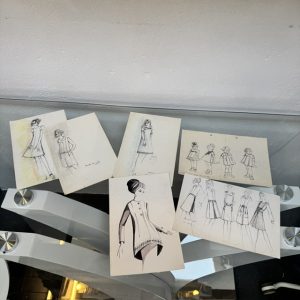 6 X Mode ontwerpen 1960 - potloodtekeningen